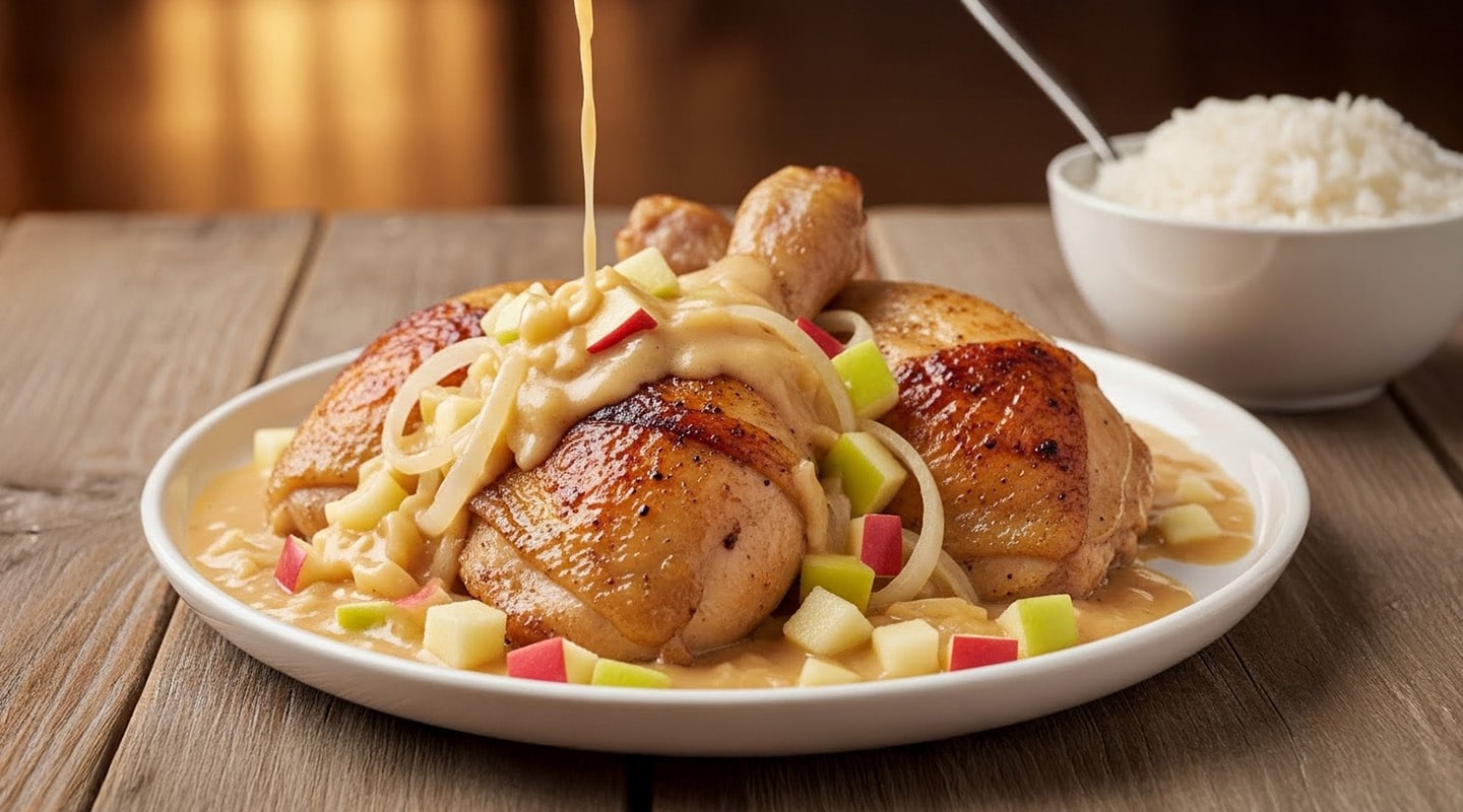 Receta de súper piernas de pollo en salsa de manzana