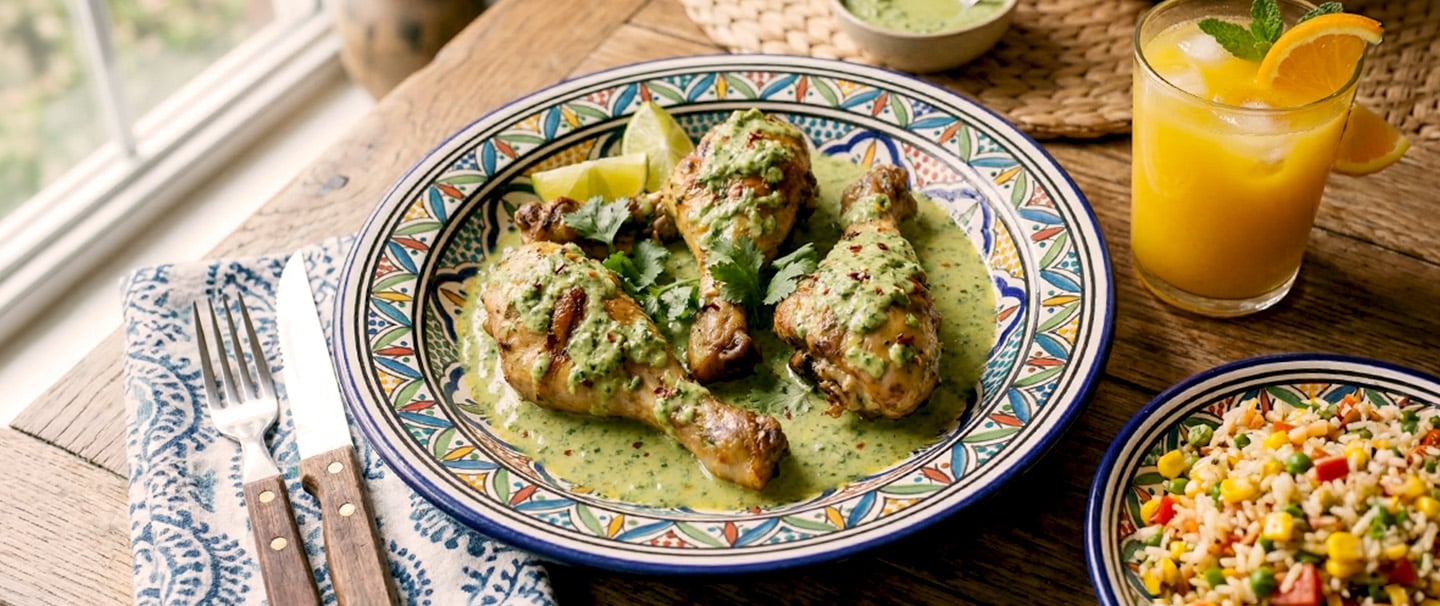 Receta de perniles de pollo en salsa de cilantro