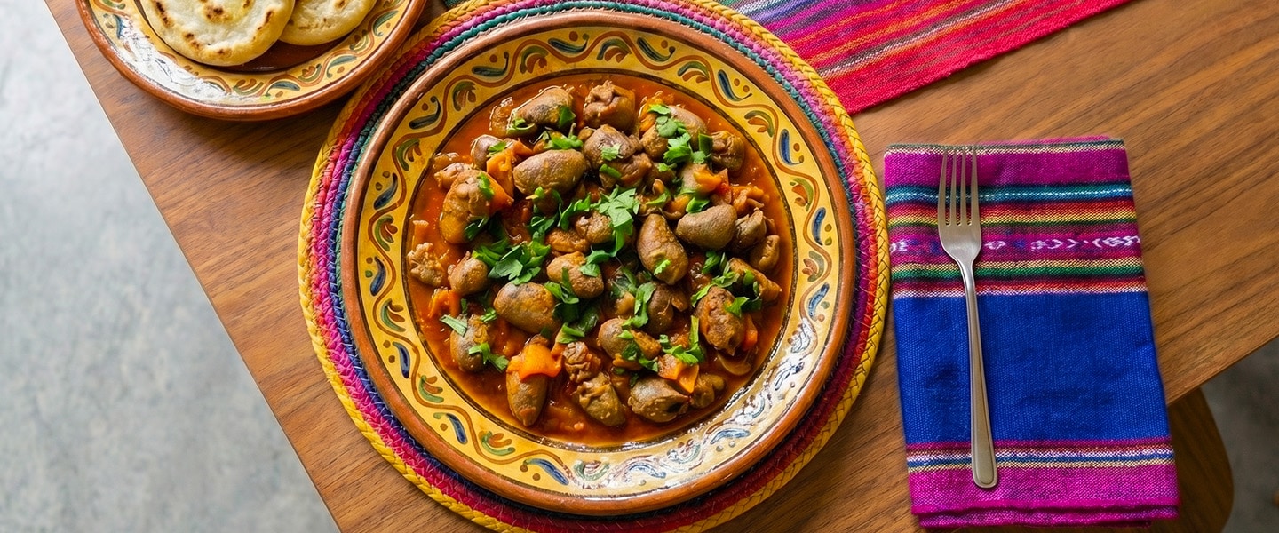 Receta de corazones de pollo encebollados